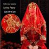 Red Xiuhe Summer Bridal Dress with Semi-Transparent Veil and Head Covering