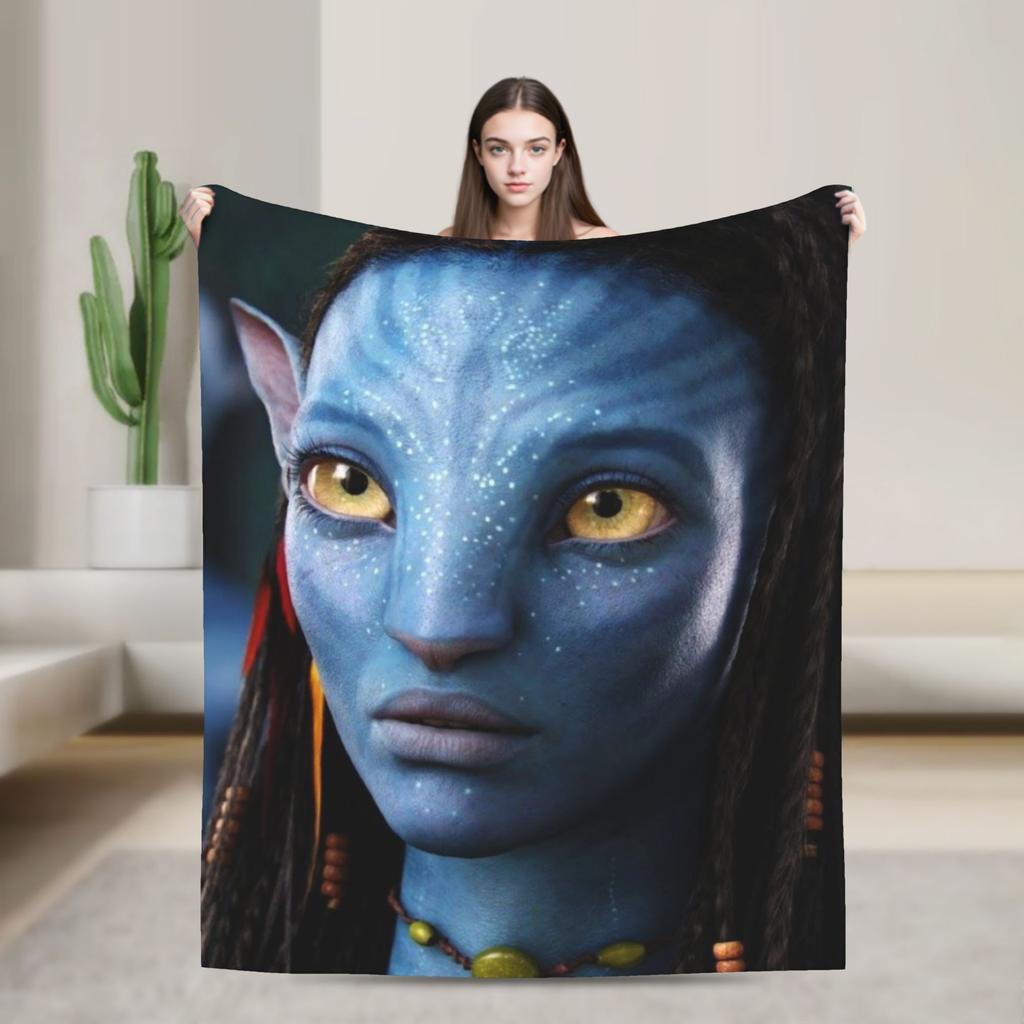Avatars Blue Na'vi Neytiri Poster Bedding Throws Soft Comfy Blanket For Couch Chair Plane Travel Flannel Bedspread Bed Cover