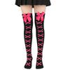 1 Paar Mädchen Schwarz Süß Niedlich Rosa Y2K Harajuku Lolita Oberschenkelhohe Strümpfe Mädchen Knochen Schleife Socken Streetwear