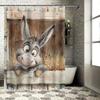 Cute Donkey in Barn Waterproof Shower Curtain Heat Resistant Machine Washable Non-Transparent 180x180cm