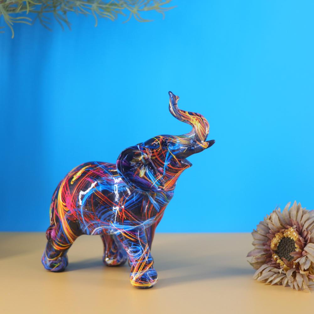Kreativ Färg Linje Graffiti Elefant Staty Europeisk Graffiti Konst Djur Skulptur Personlig Hem Skrivbordsdekoration Prydnader
