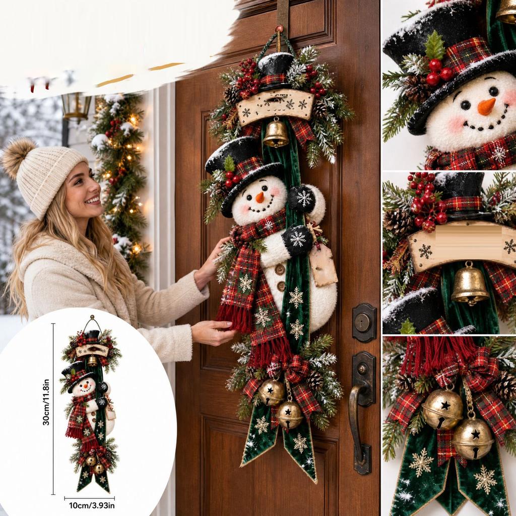 Christmas Doorbell Hanging Decoration for Front Door, Holiday Door Bell Ornament for Home Decor