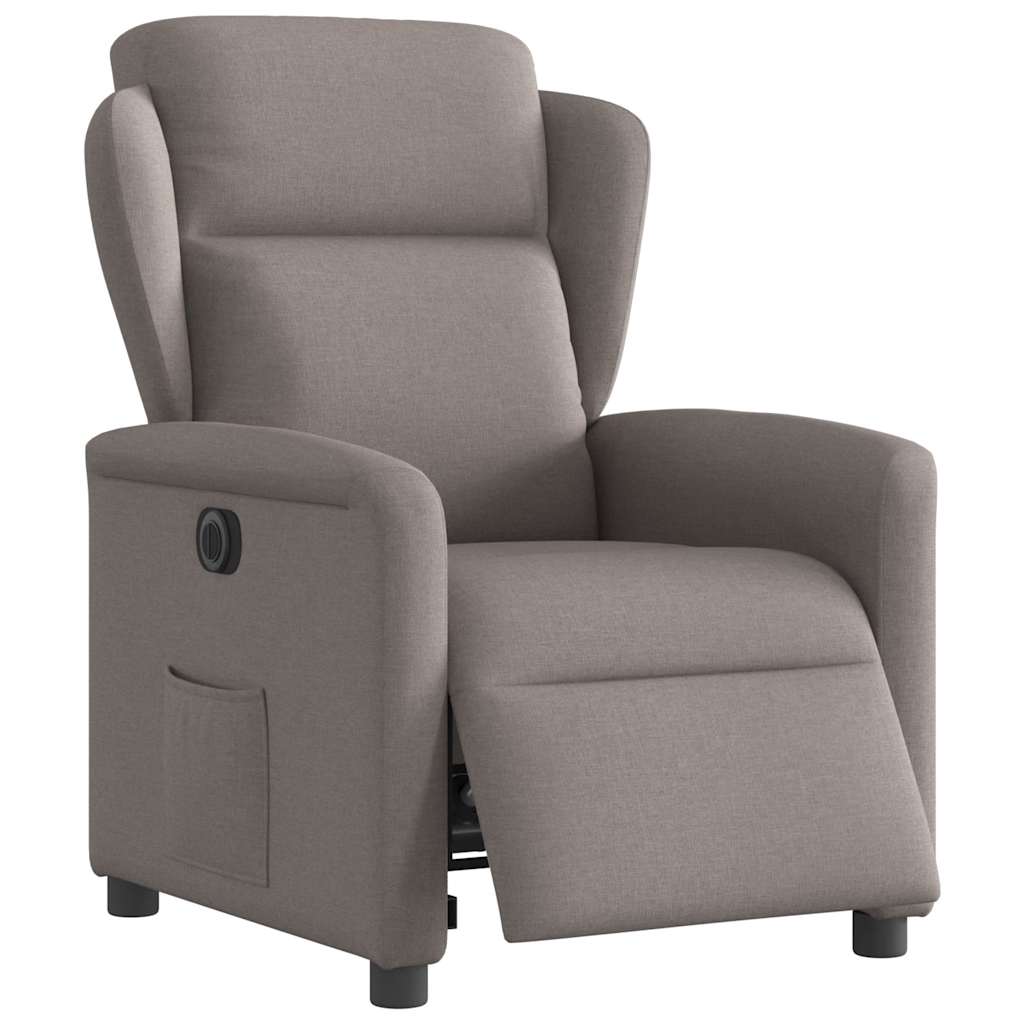 Electric Reclining Armchair, Taupe Color, Upholstered In Fabric