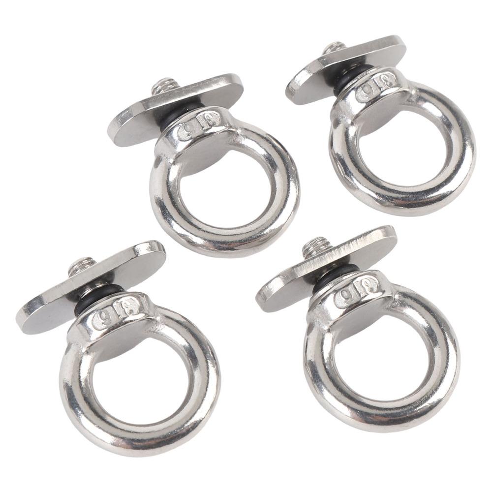 4PCS Set Kayak Tie Down Hardware 316 Stainless Steel Tie Down Rings Marine Eye Bolt  For Sailboats