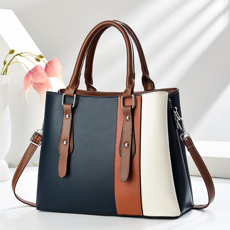 

Pu Material Womens Handbag With Color Splicing Design For Daily Use Style 8