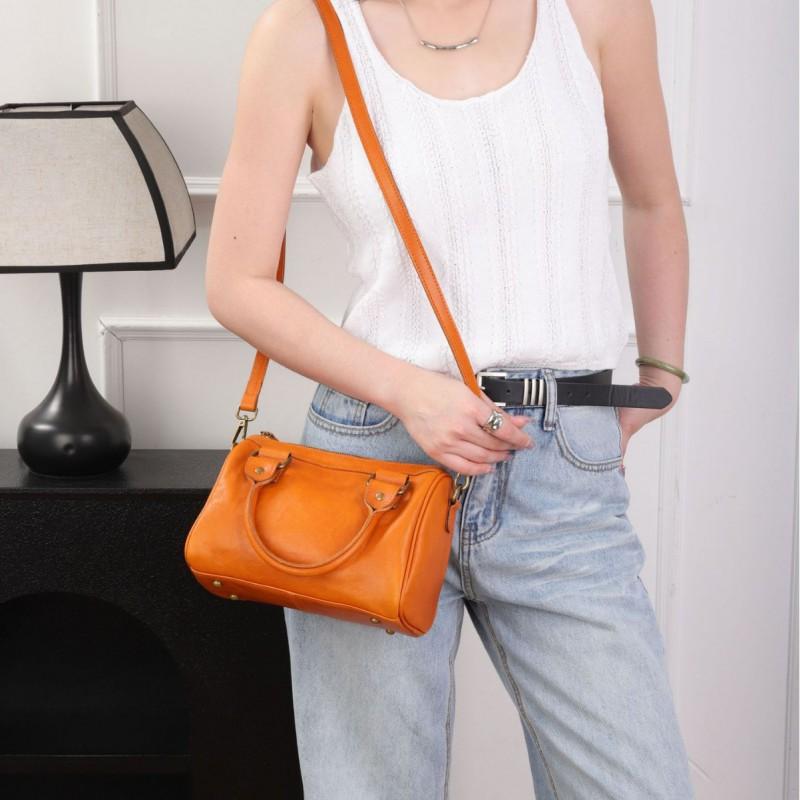Retro Top-layer Plant-tanned Cowhide Cross-shoulder Women's Bag Genuine Leather Handbag Large Capacity Fashionable Boston