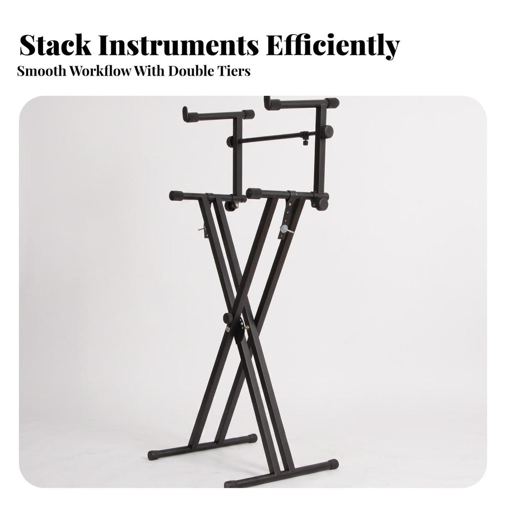Double-Tier Keyboard Stand Adjustable Dual-Tier Portable