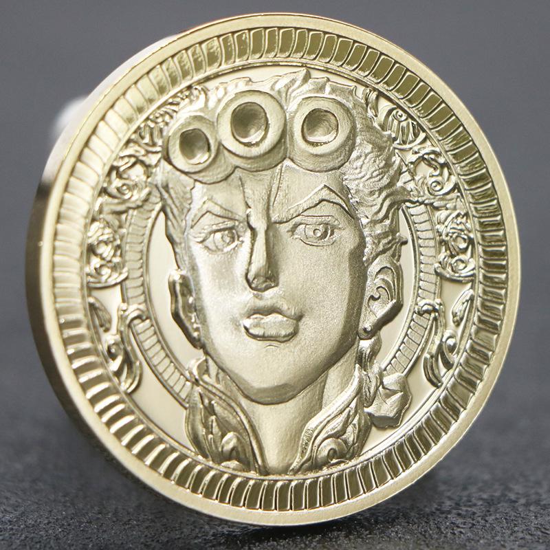 Причудливые приключения Джоджо: Золотой Ветер Позолоченная Памятная Монета Джорно Джованны золотой