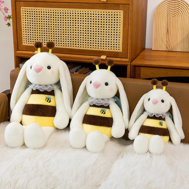 Kreatives Bienen-Kaninchen Plüschtier - Kleines Kaninchen Kuschelkissen Puppe für Kindergeburtstagsgeschenk