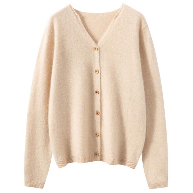 Chic Candy Color Women's Cashmere Cardigan - Slimming Long Sleeve Autumn/Winter Top