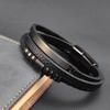 Luxury Stainless Steel Beaded Bracelet Fashion Men's Jewelry Classic Multilayer Braided Leather Bracelet Homme New Year Men Gift