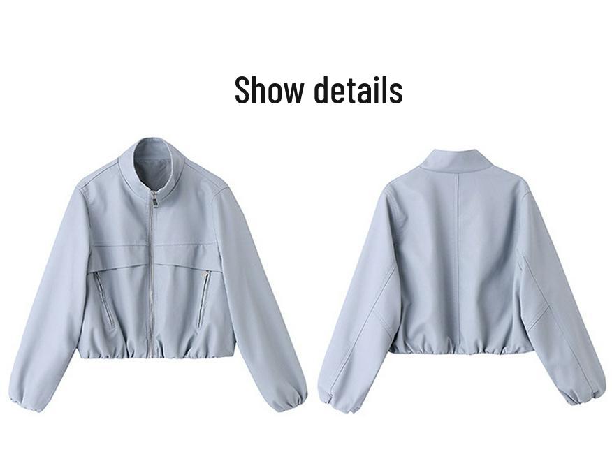 2025 New Women's Short PU Leather Jacket - Slimming Petite Stand Collar Spring/Autumn Coat