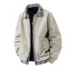 Autumn and winter new plaid splicing fake two-piece coat men's retro loose lapel jacket