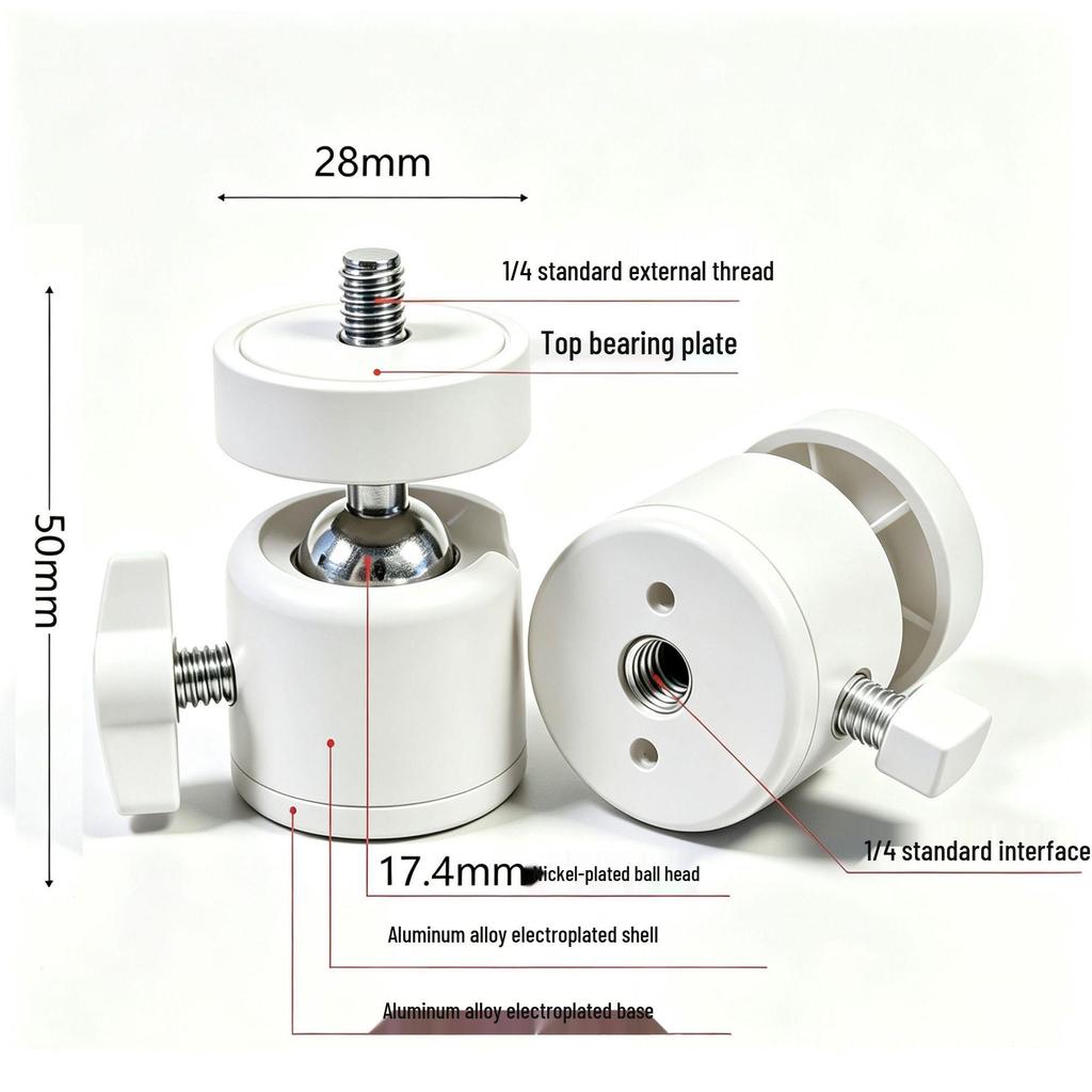 360° Rotating Metal Ball Head for Photography Tripods with 1/4 Interface