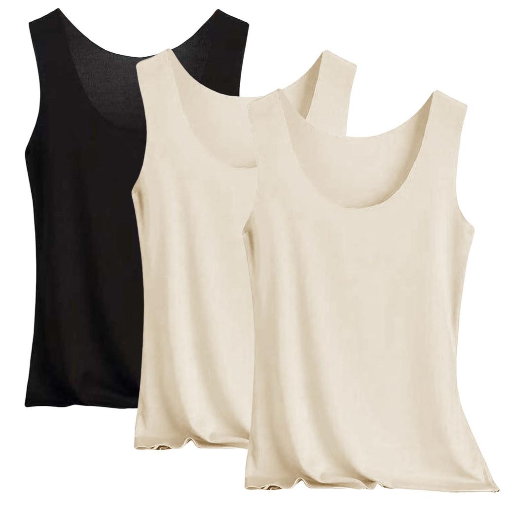 Women's Solid Color Tank Top Seamless Silk Undershirt Sleeveless Shirt