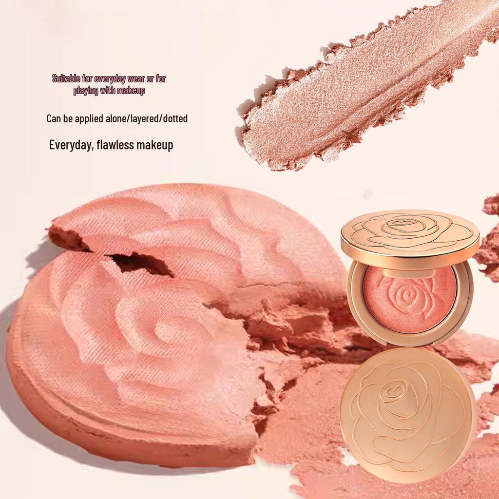 QXQY Petal Blush: Long-lasting, Natural-Looking Face Highlighter with Low Saturation and Plumping Effect.