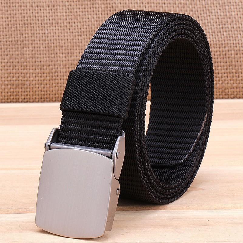 TUSHI Sports Outdoor Canvas Belt Men s Automatic Buckle Young Student Nylon Smooth Casual Trouser 120cm чёрный