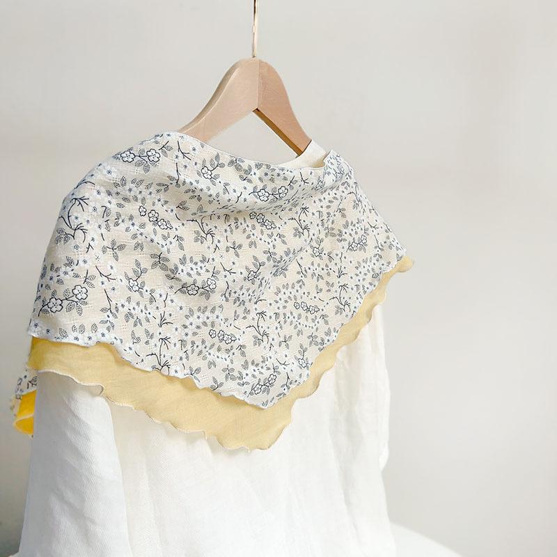 Double Layer Triangle Scarf Women Cotton Linen Scarves Solid Color Scarf Small Shawl Korean Version Shawl  All-match Decorative