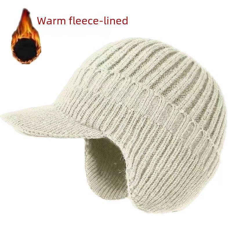 Men's Knitted Wool Hat with Ear Protection for Autumn and Winter - Velvet-Lined and Thickened for Warmth; Ideal Outdoor Hat for the Elderly.
