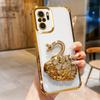 KEYSION Shockproof Plating TPU Phone Case for Redmi Note 10 10S 10 Pro 4G Glitter Jewelled Swan kickstand Back Cover for Xiaomi POCO M5S