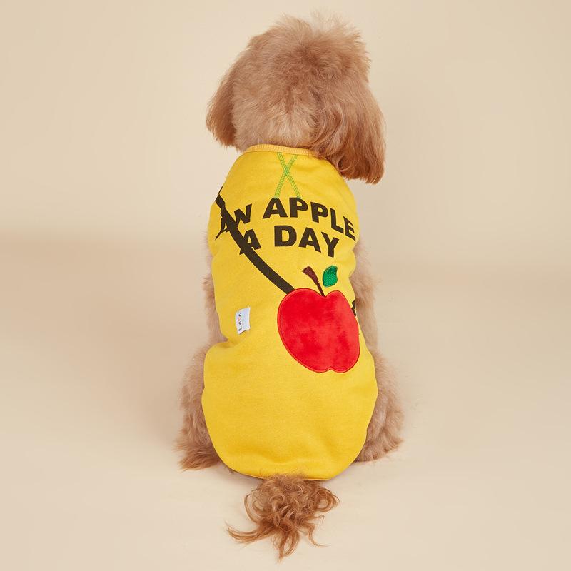 

Pet clothing light and breathable dog two feet sleeveless cartoon vest cat dog apple print letter pet clothes dog vest M