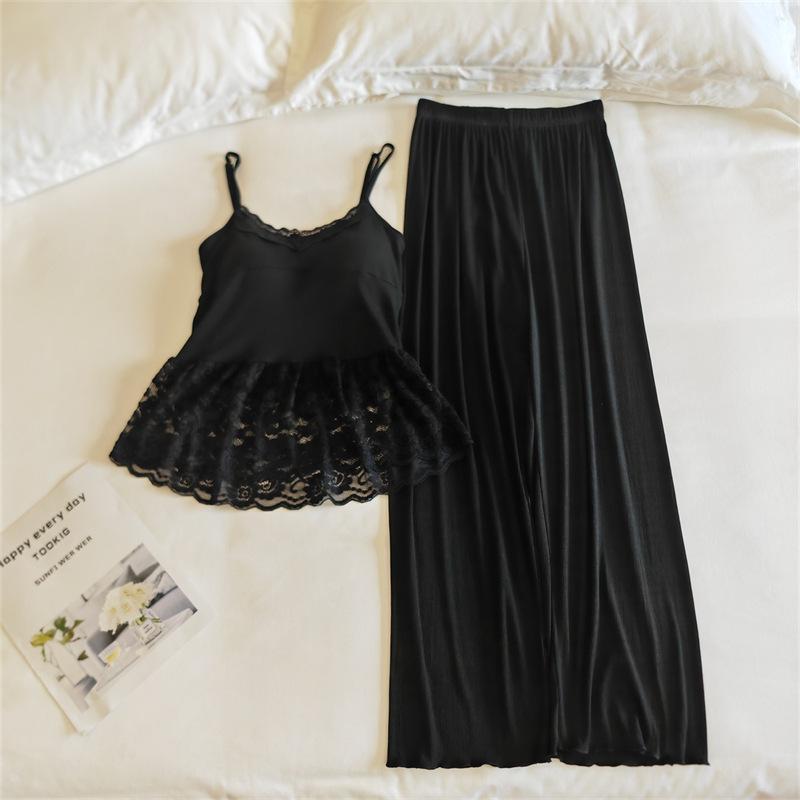 Modal Women's Summer Camisole Pajama Set with Chest Pads - French-Inspired, Sexy, Lightweight Homewear