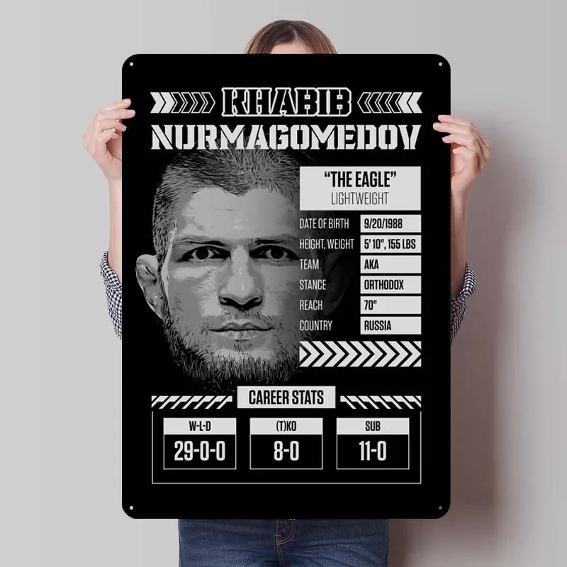 Khabib Metallskylt Boxningsaffischer Dekoration för Heminredningsartiklar Vintage Plåtskylt Plakett för Väggkonstdekoration Kaffebar