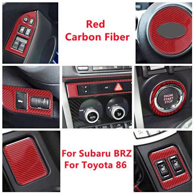 Red Carbon Fiber Car Inner Decorative Cover Trim Decal Sticker For Subaru BRZ For Toyota 86 Trim Strips Car Interior