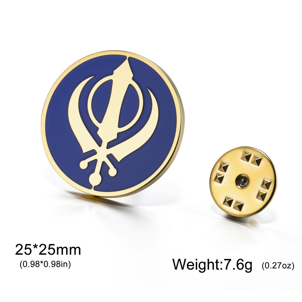 India Sikh Khanda Symbol Brooch For Women Men Stainless Steel Pins Religious Badge Accessories Spiritual Amulet Jewelry Gifts