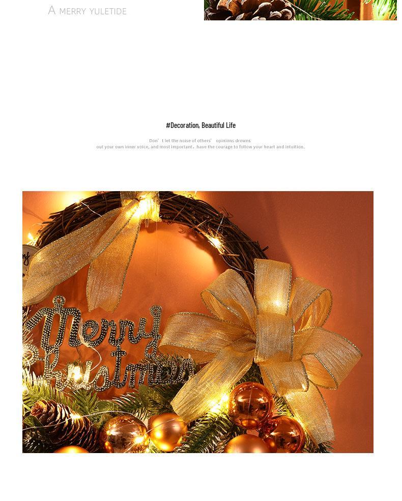 Champagner Gold Weihnachtsdekorationen: Baumkranz, Rattan-Geweih, Wand- & Türdekoration für Hotels & Einkaufszentren