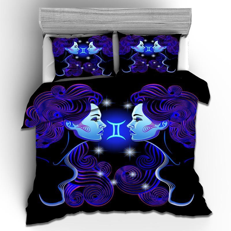 Kemila 3D Digital Printing 12 Constellations Gorgeous Quilt Cover Pillowcase Double Bed Set Sheet Soft Bedding Pictures