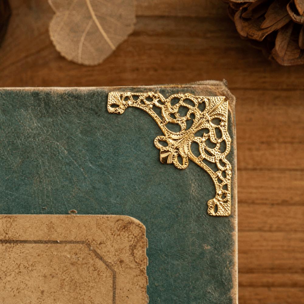 100pcs Antique Brass  White Gold Retro Box Edge Guard Metal Book Album Corner Trim  Table Edge