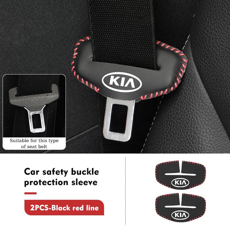 Leather Car Seatbelt Buckle Cover Auto Interior Accessories For KIA K5 K2 Rio Optima Sportage Venga Sorento Stonic Forte Jlsz20