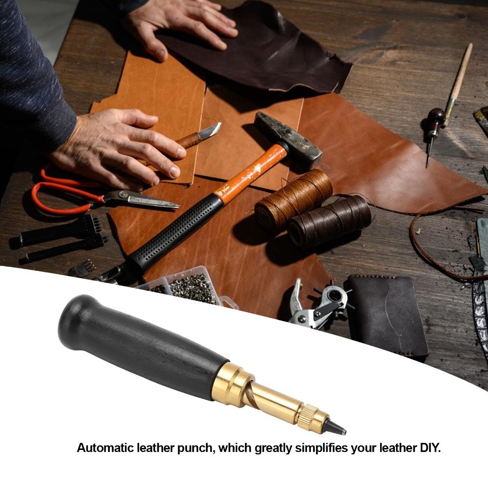 7pcs 1.5/2/2.5/3/3.5/4mm Tips Leather Hole Puncher Automatic Leather Punch  For Beginners