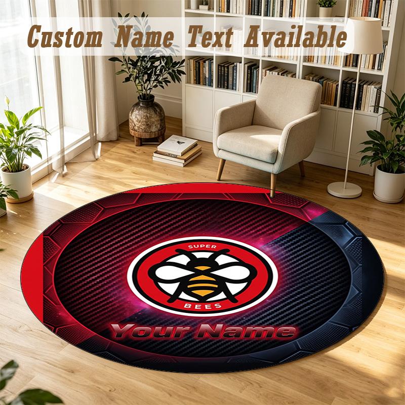 Round Rug Custom NameBrentford Football Pattern Non Slip Carpet Home Floor Decor