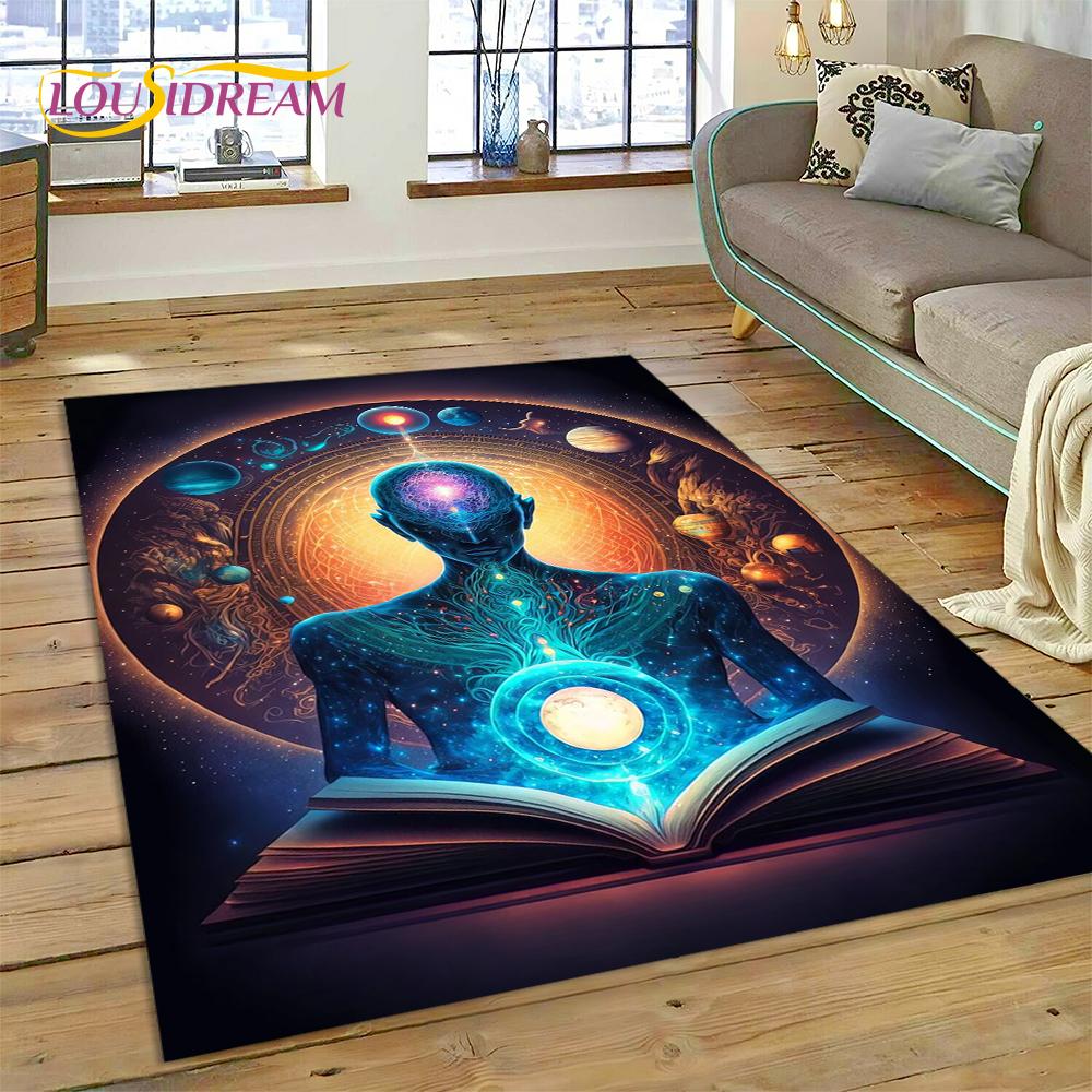 3D Yoga Zen Naturalize Meditatie Regenboog 7 Chakra Gebied Tapijt, Tapijt voor Woonkamer Slaapkamer Bank Deurmat Decor, Antislip Vloermat