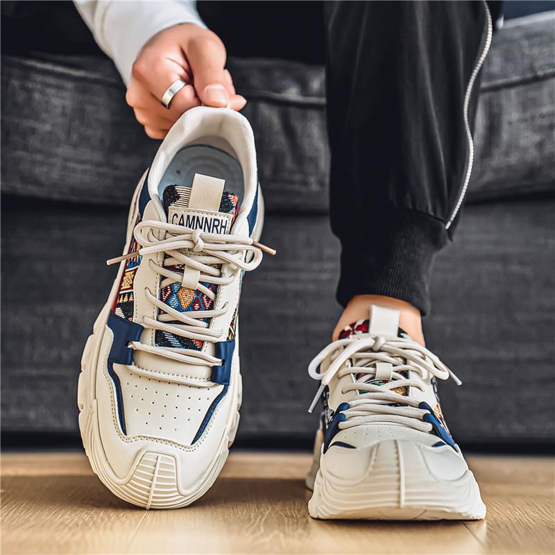 Spring and Summer Teenagers Personalized Wear-resistant Running Sneakers Trendy Low-top Thick-soled Men's Student Dad Trendy Shoes