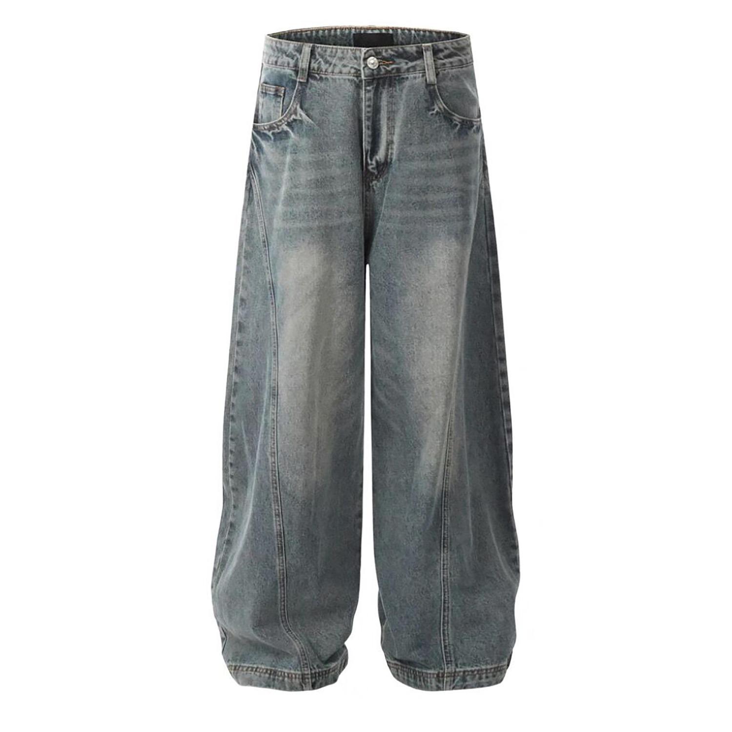 Джинсы мужские JYL Винтажные стираные укороченные уличные свободные прямые джинсовые L бездна