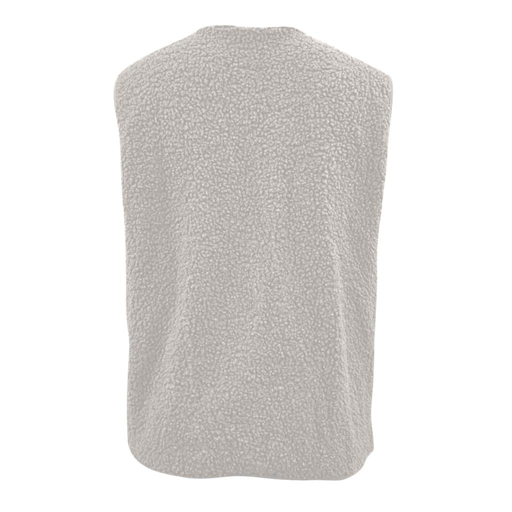 Women's Pocket Solid Color Sleeveless Cropped Fleece Button Vest Jacket Vest Coat