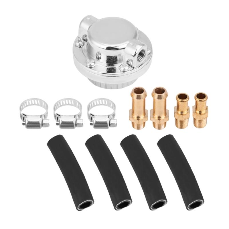 Adjustable 1-5Psi Fuel Pressure Regulator 8mm 10mm Hose Kit For Carburetor