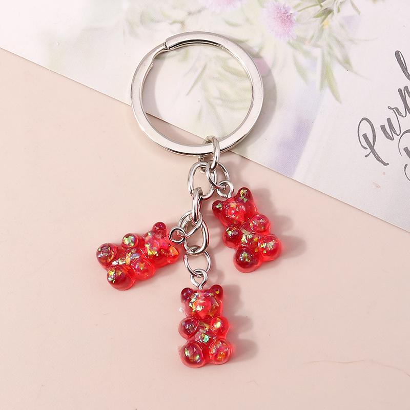 Aihua 12 colors Cute Cartoon Candy Color Gummy Bear Keychains for Women Girls Resin Bear Keychains Sweet Jewelry Gifts
