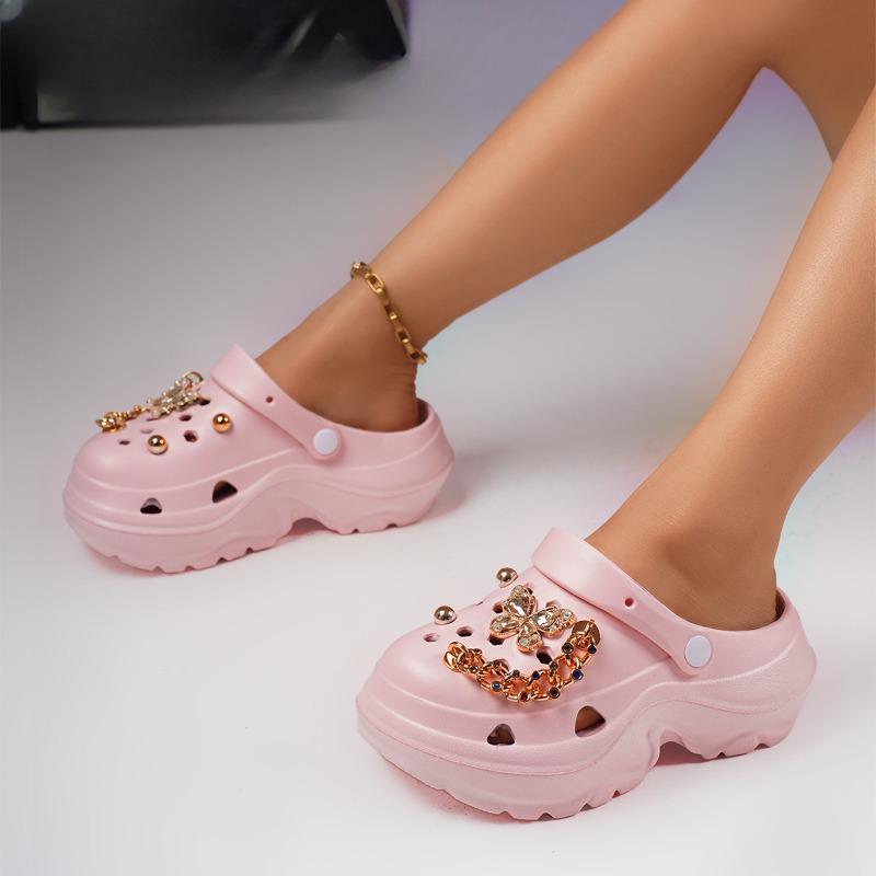 

Thick-soled Shoes Women s Crocs Outerwear Shoes and Flip-flops Are Durable 42/43 рожевий