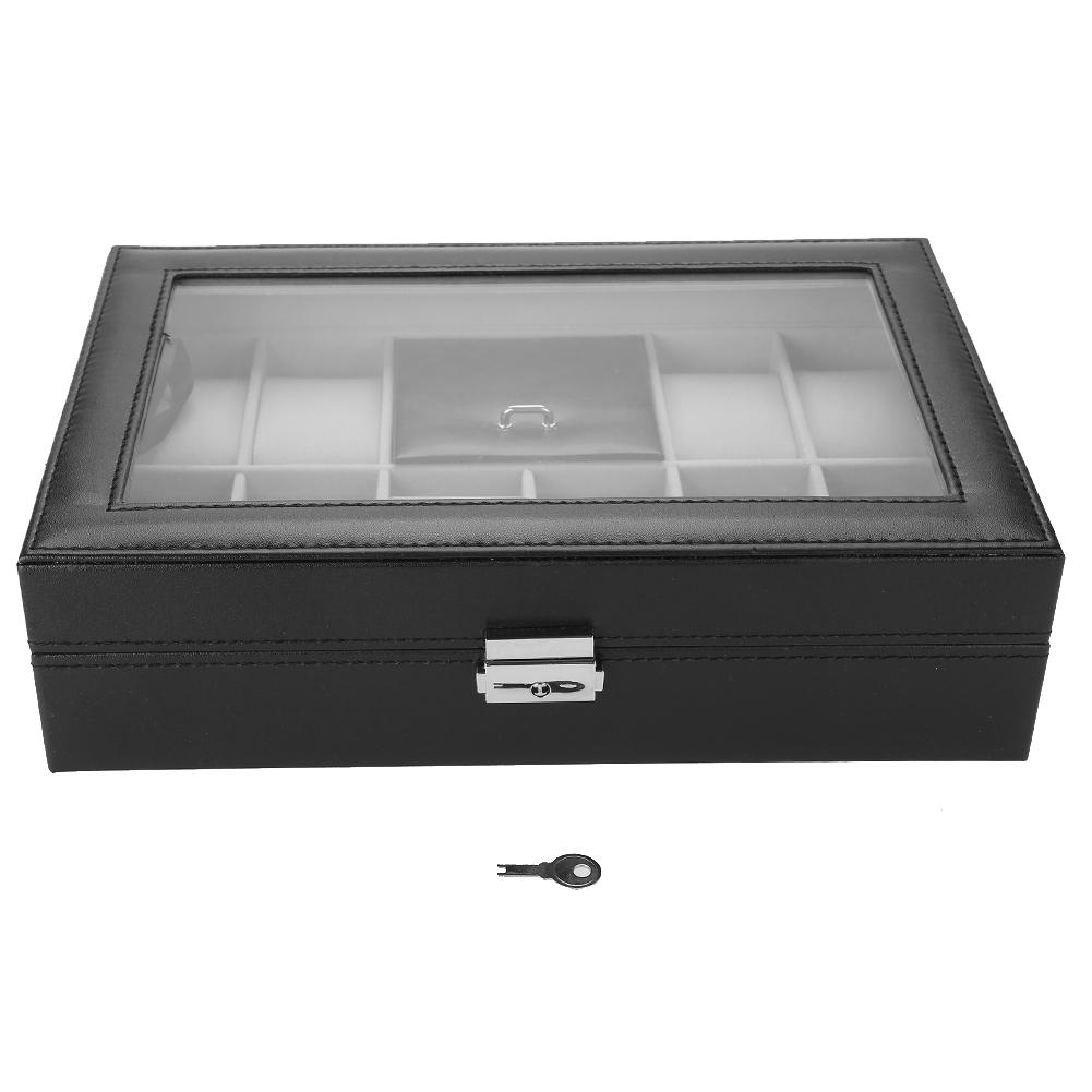 8 Slots PU Leather Watch Storage Case Jewelry Display Box Holder Organizer