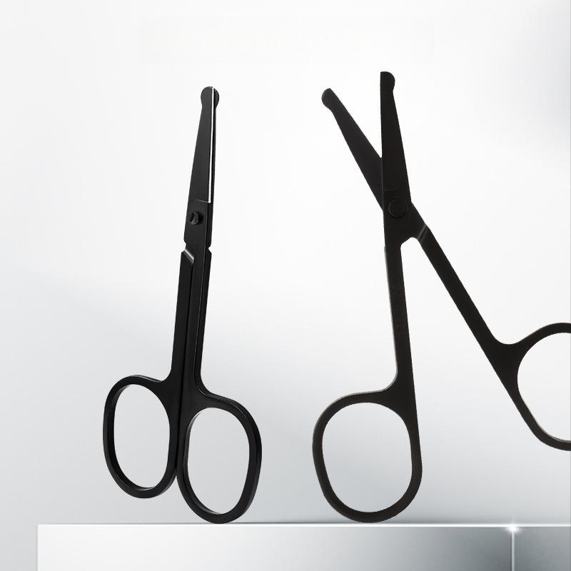 Round Tip Nose Hair Scissors Manual Facial Hair Trimmer Stainless Steel Eyebrow Grooming Scissors For Safety Small Scissors
