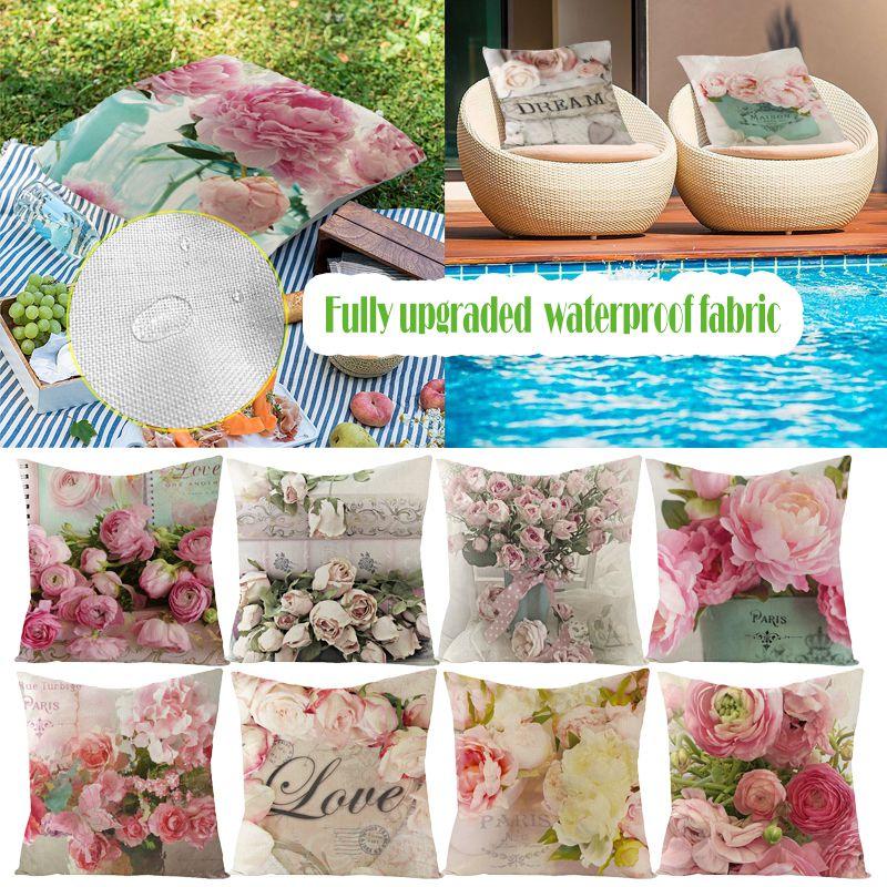 Beautiful Flower Printed Cushion Cover With Splash Waterproof Design For Home Decor