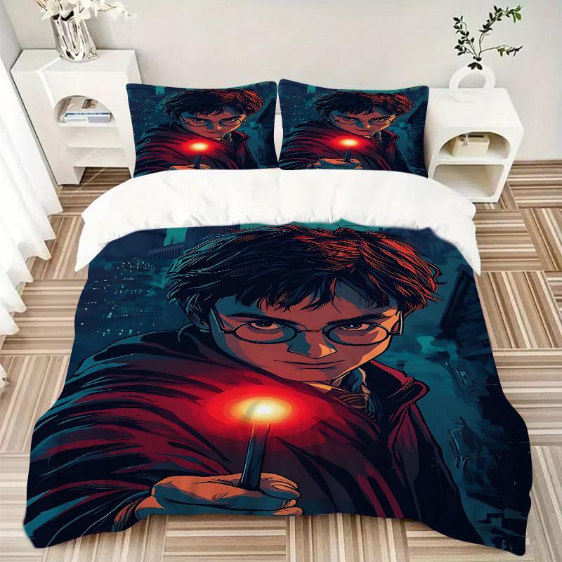 3pcs bedding set Harry Potter Includes 1 Comforter + 2 Pillowcases, Without Pillow Inserts, Soft Comfortable, Lightweight Breathable, Printe