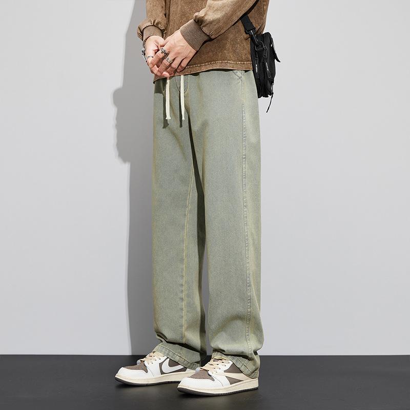 Men S Loose Straight Leg Black Denim Jeans Casual Long Pants