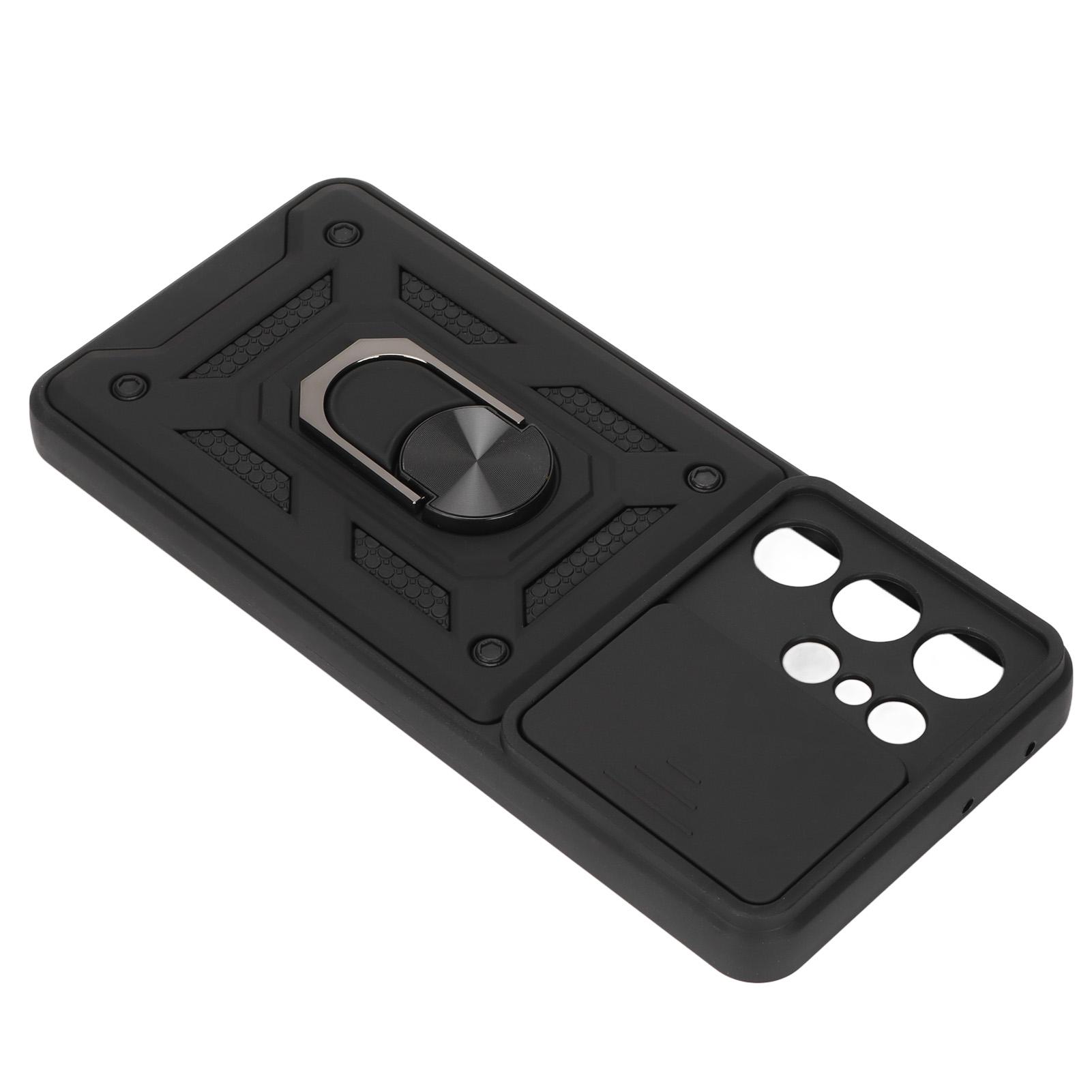 

Защитный чехол для телефона, сдвижная крышка объектива камеры, чехол для мобильного телефона с кольцом-держателем для S21 Ultra чёрный