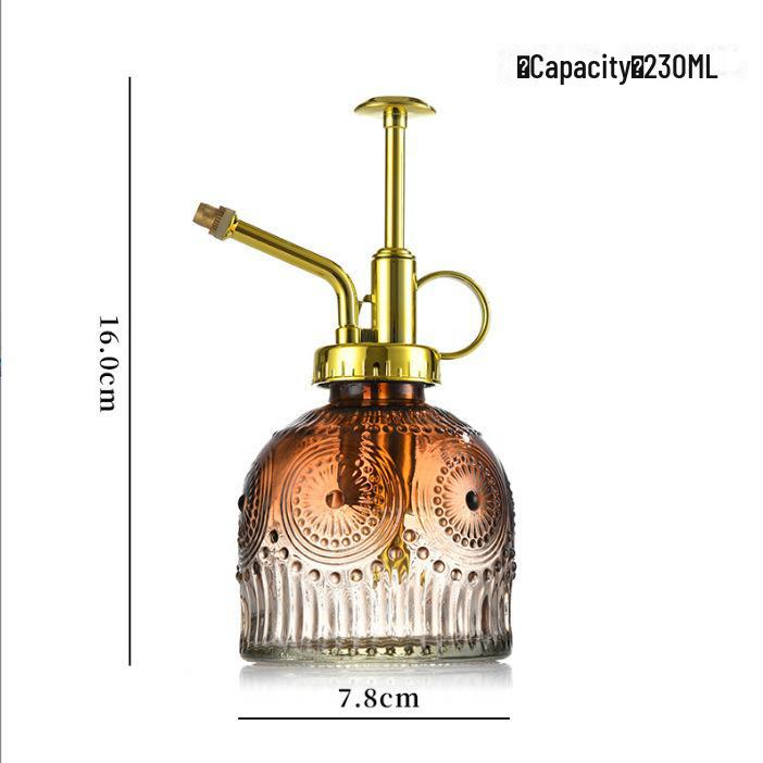 Retro Sunflower Glass Watering Can & Sprayer for Garden