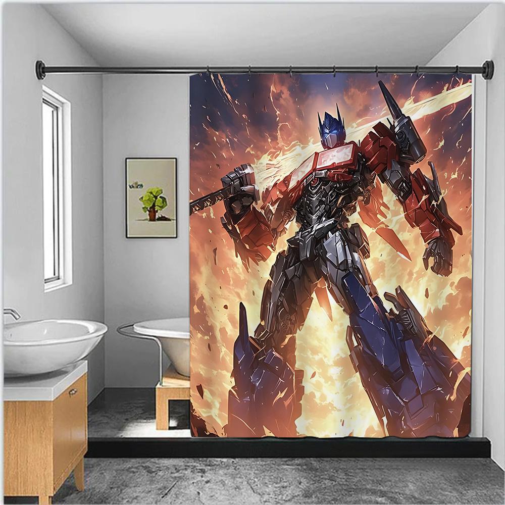 Shower Curtain Waterproof Polyester Fabric Paint Colorful Bath Curtains Transformers Autobot Home Bathroom Decor With Hook